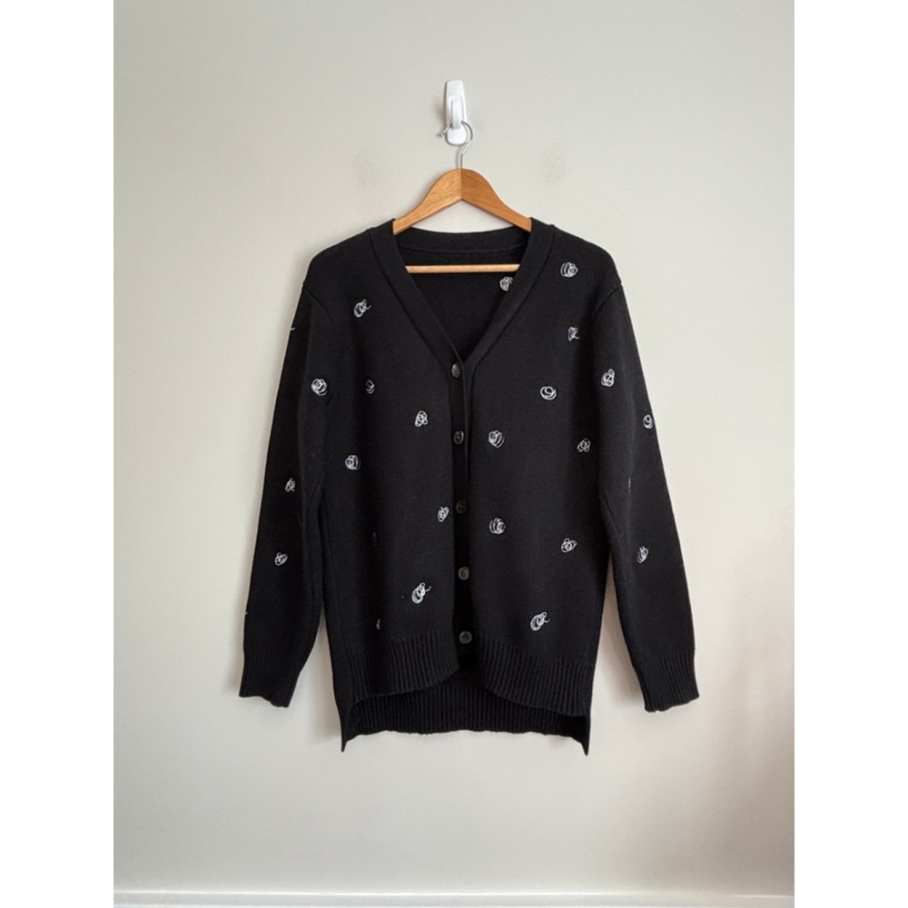 Ader Error Black White Toty Cardigan Cotton Size 3 Medium - Picture 2 of 12
